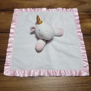 Cloud Island Pink & White Unicorn Shimmer Infant Security Blanket 14" X 14"